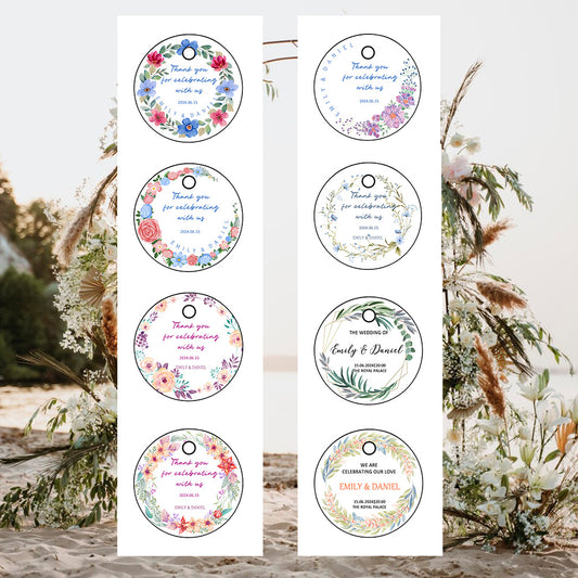 Custom 2 inches Round Wedding Hang Tags With String, Printed Wedding Favor Tags, Thank You For Celebrating With Us Tags