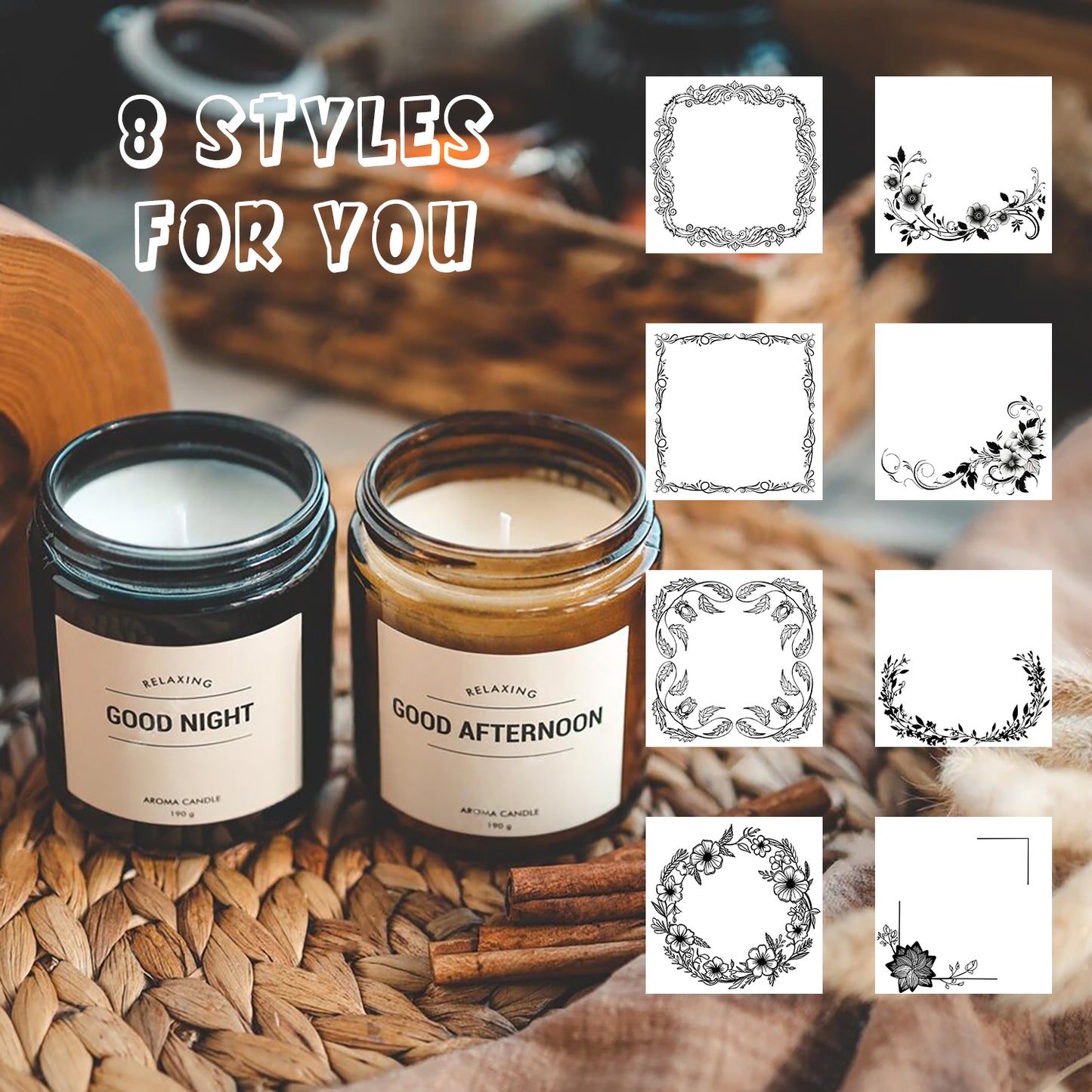 Custom 50pcs DIY Candle Stickers Templates, Square Personalized Label Stickers, Printable Logo Labels for Handmade Candle Use