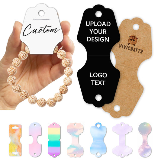 Custom Fold Over Necklace Jewelry Display Cards, Personalized Gift Wrapping Bags Labels, Kraft White Black Paper Price Tags