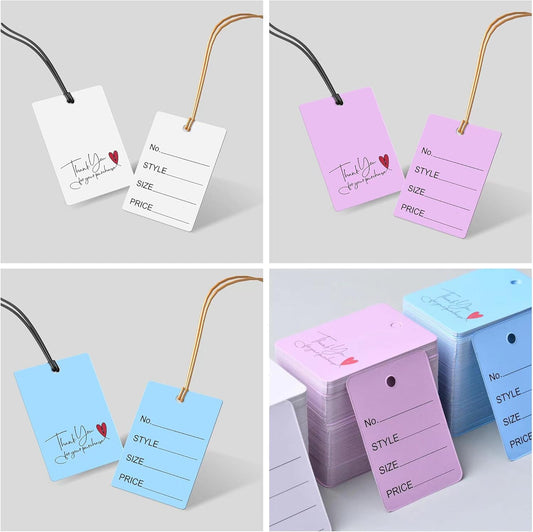 3.5cmx5cm Rectangle Clothing Price Tag (Thickness 300 GSM) White/Pink/Blue Writable Price Tags Labels, Retail Merchandise Tags, Garment Tags