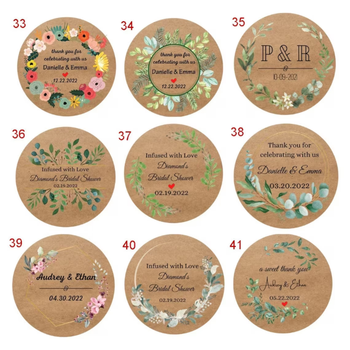 100Pcs Personalized Circle Photo Labels,Custom Text Stickers,Custom Round Sticker for Wedding Favor,Birthday,Party,Office,Packaging,Business
