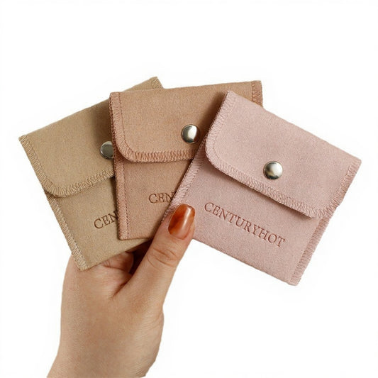 50 PCS Microfiber Jewelry Pouch with Silver Button, Personalized Logo Jewellery, Customize Multi-color Necklace Bracelet Gift Packaging Bags