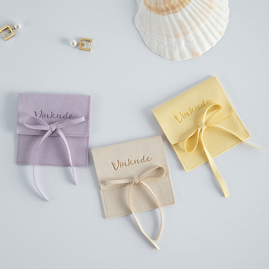 50 PCS Custom Logo Jewelry Bag, Personalized Microfiber Envelope Bags with Rope, Multi-color Necklace Packing Pouch for Bracelet Badge Gift