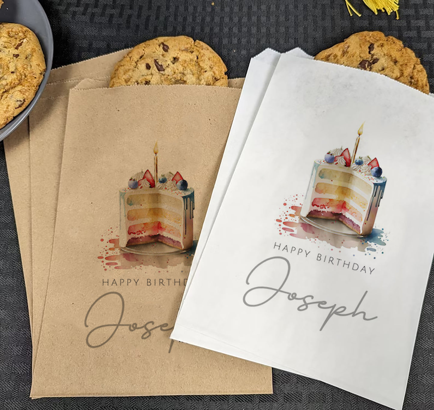 50-200pcs Personalized Kraft/White Cooike Wedding Favor Bags with your design, Custom Favor Bags for Wedding/Birthday/Party/Cookie/Coffee, Donut bags