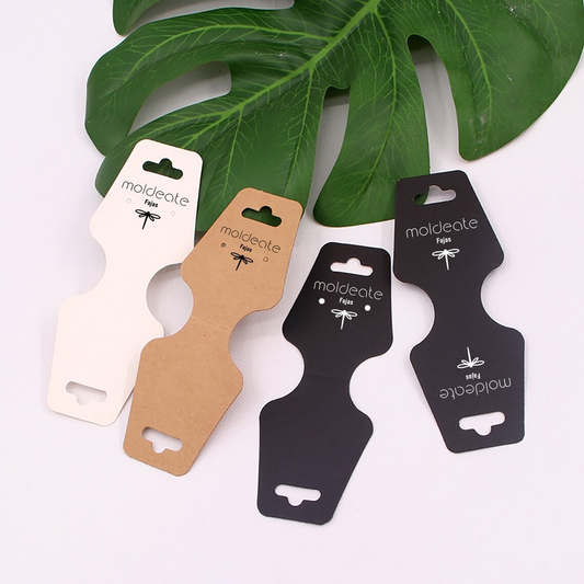 100-200pcs Custom Design Fold Necklace Tags, Personalized Jewelry Display Paper Cards, Necklace Holder Card Scrunchies Headbands Display Labels