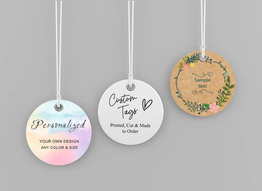 50-200pcs Custom Round Hang Tags With Eyelet,Sturdy Personalized Clothing tag,Top Fashion Jewelry Tag And Labels,Party and Wedding Gift Favors-300gsm