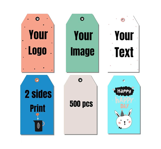1.49x2.28inch Premium Custom Double-Sided Print Hang Tags With Ribbon Attached, Sturdy Personalized ClothIng Swing Tag- Top Fashion Labels