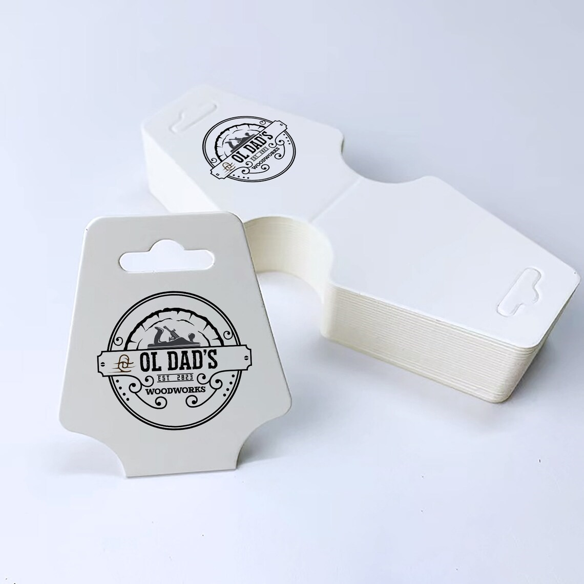 100-200pcs Custom Design Fold Necklace Tags, Personalized Jewelry Display Paper Cards, Necklace Holder Card Scrunchies Headbands Display Labels