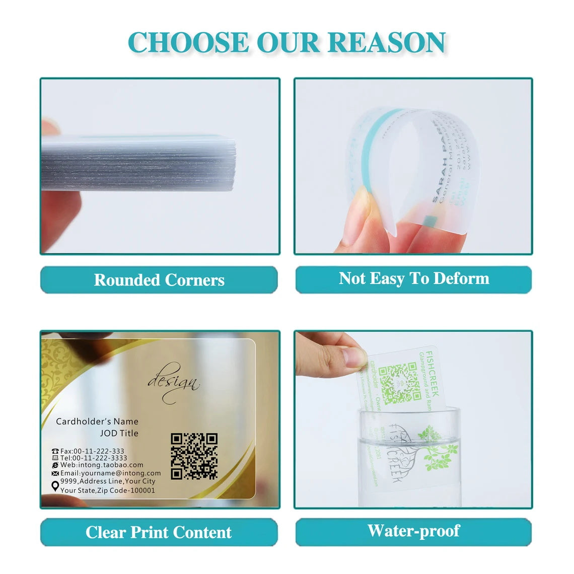 50-200pcs Custom Business Card, Frosty Transparent Clear PVC Round Corner Business Cards, Personalized Plastic Business Card with Your Own Logo/ Text