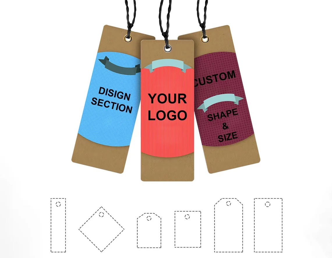 50-500pcsKraft-White Custom Hang Tags With Twine Attached (Thickness 500 GSM), Sturdy Personalized Clothing, Gift Swing Labels- Top Fashion Jewelry Tags And Labels