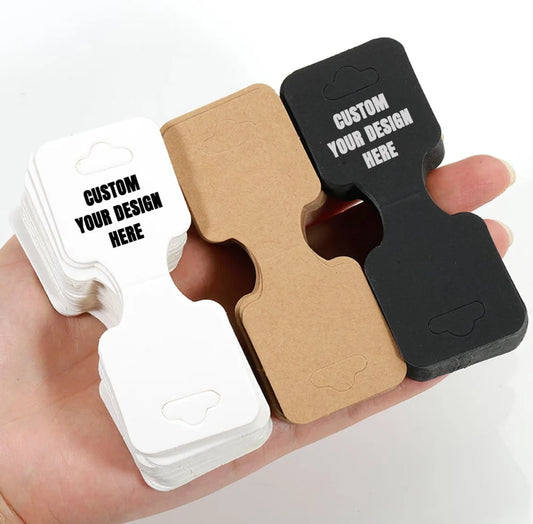 50-300pcs Personalized Fold Over Necklace Display Tag Card, Custom Hanging Cards for Jewelry/Bracelets/Hairbands/Scrunchies, Bracelet Holder Cards