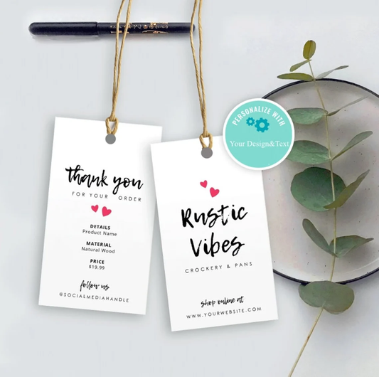 Custom Hang Tags with Strings (Thickness 300 GSM) Personalized Thank You Favor Tag,Clothing Labels,Custom Design Favor Tags,Gift Tags