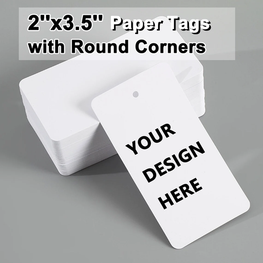 2"×3.5" Custom Hanging Tags with rounded corners (Thickness 300 GSM), Personalized Fashion Swing Tags, Wedding/Thank you/Clothing Care Tags
