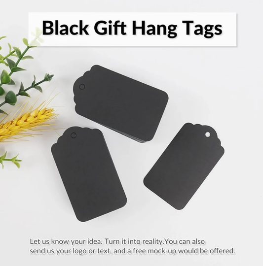 50-300pcs Personalized Gift Printed tags(Thickness 300 GSM), Black Gift Hang Tags for Wedding/Party, Irregular Shape Tags with Free Natural Jute Twine