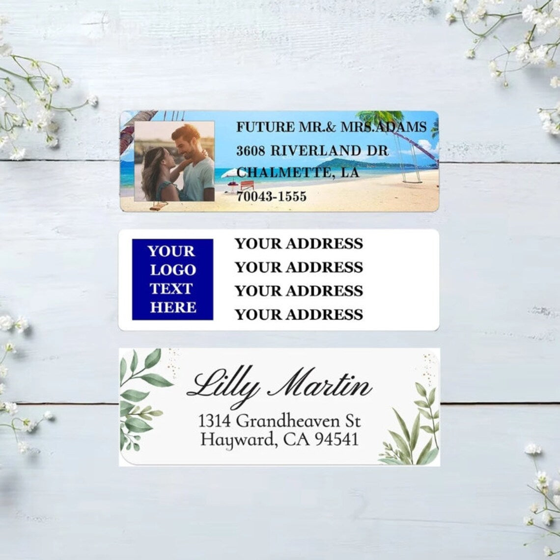 Custom Photo Wedding Address Labels,Personalized Return Address Lable,Multi-use Lable Sticker,Address Lables for Mailing,Party (Pack of 100)