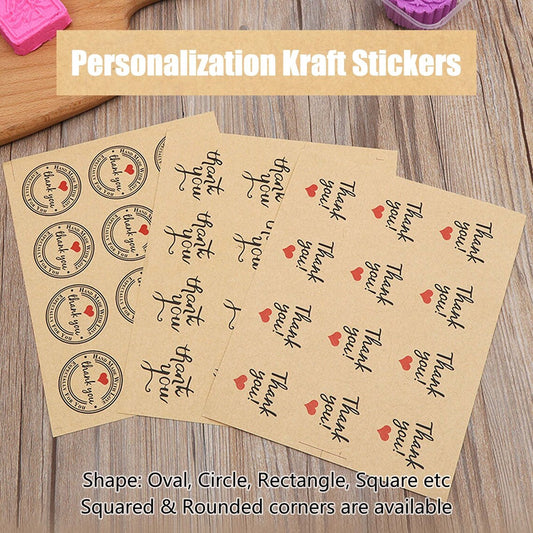 Personalization Kraft Stickers/ Labels, Premium Kraft Adhesive Label Printing, Custom Kraft Handmade Circle/Square/Rectangle/Oval Stickers