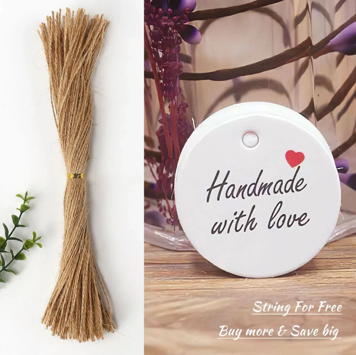 50-300pcs Personalized 8cm Circle Hang Tags (Thickness 500 GSM), White Round Tags with Your Logo, Double-side printing, Gift/Wedding/Business Tags