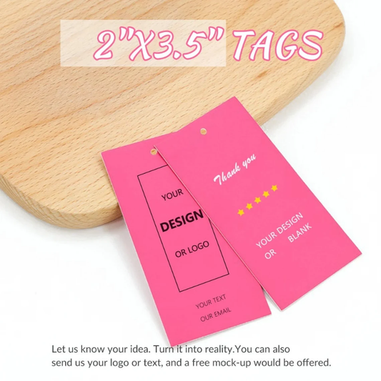 100-500pcs Custom Coated Paper Hangtags (Thickness 300 GSM), Clothing Product Labels with Strings, Custom Price Tags, Personalized Hang Label Tags