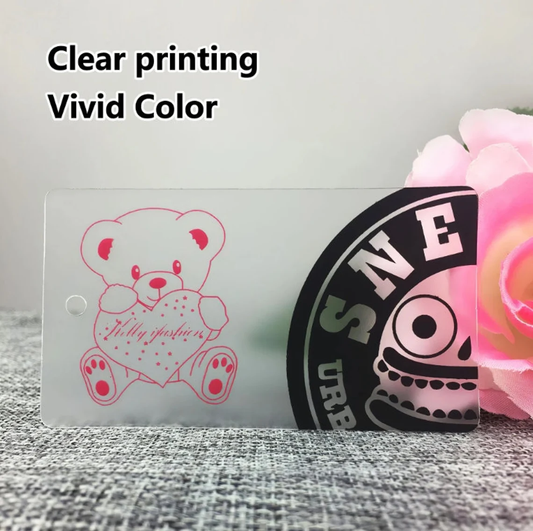 100-300pcs Custom High Quality PVC Hang Tags(Thickness 300 GSM), Personalized Single Sided printing Labels, frosted Hang Tags with Your Logo Price Tags