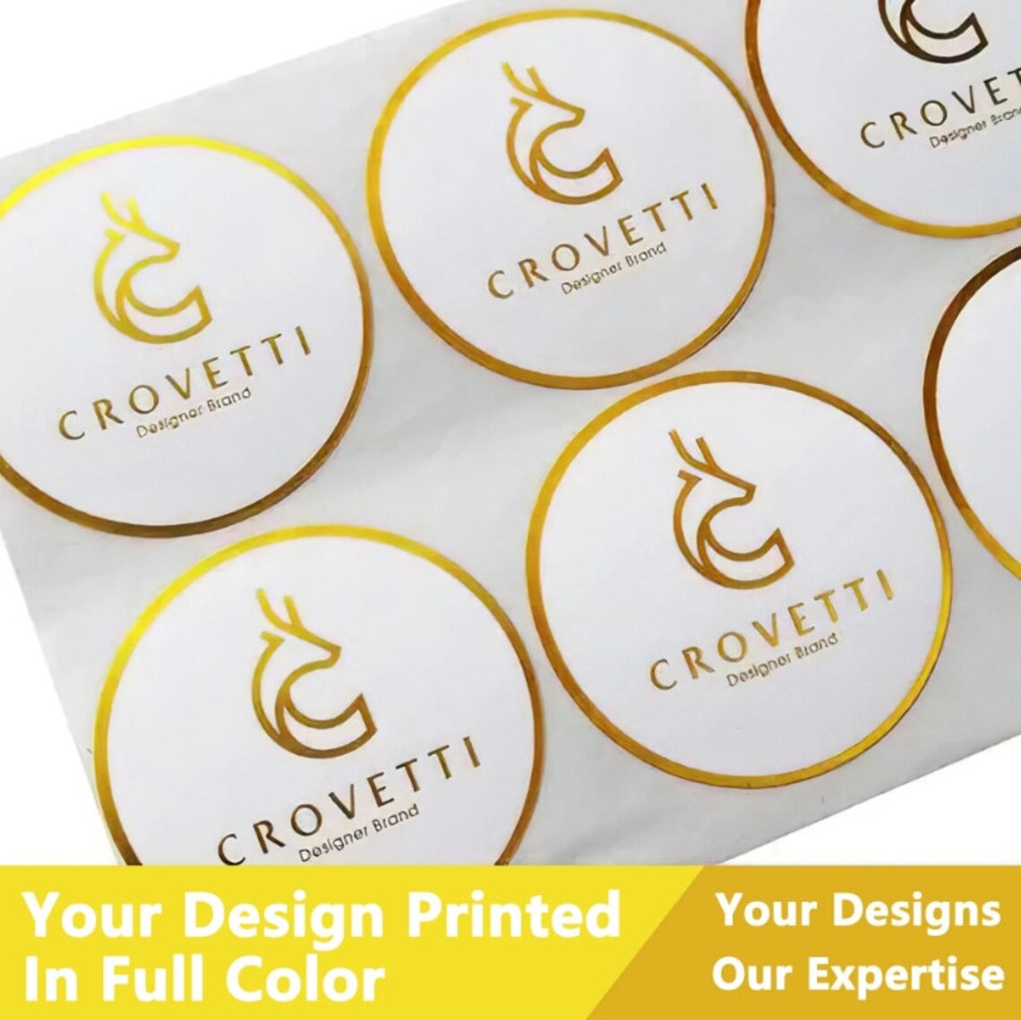Custom Gold Foil Vinyl Labels, Personalized Waterproof Labels, Reflective Gold Foil Printing, Free Proof Before Printing, Fast Shipping