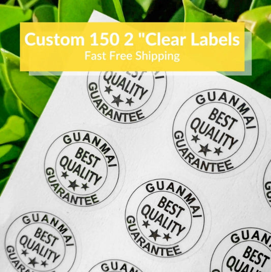 Custom 150 2" Circle Clear Labels, Transparent Round Stickers, Bussiness/Wedding/Gift Labels, Waterproof, High Resolution and Quality