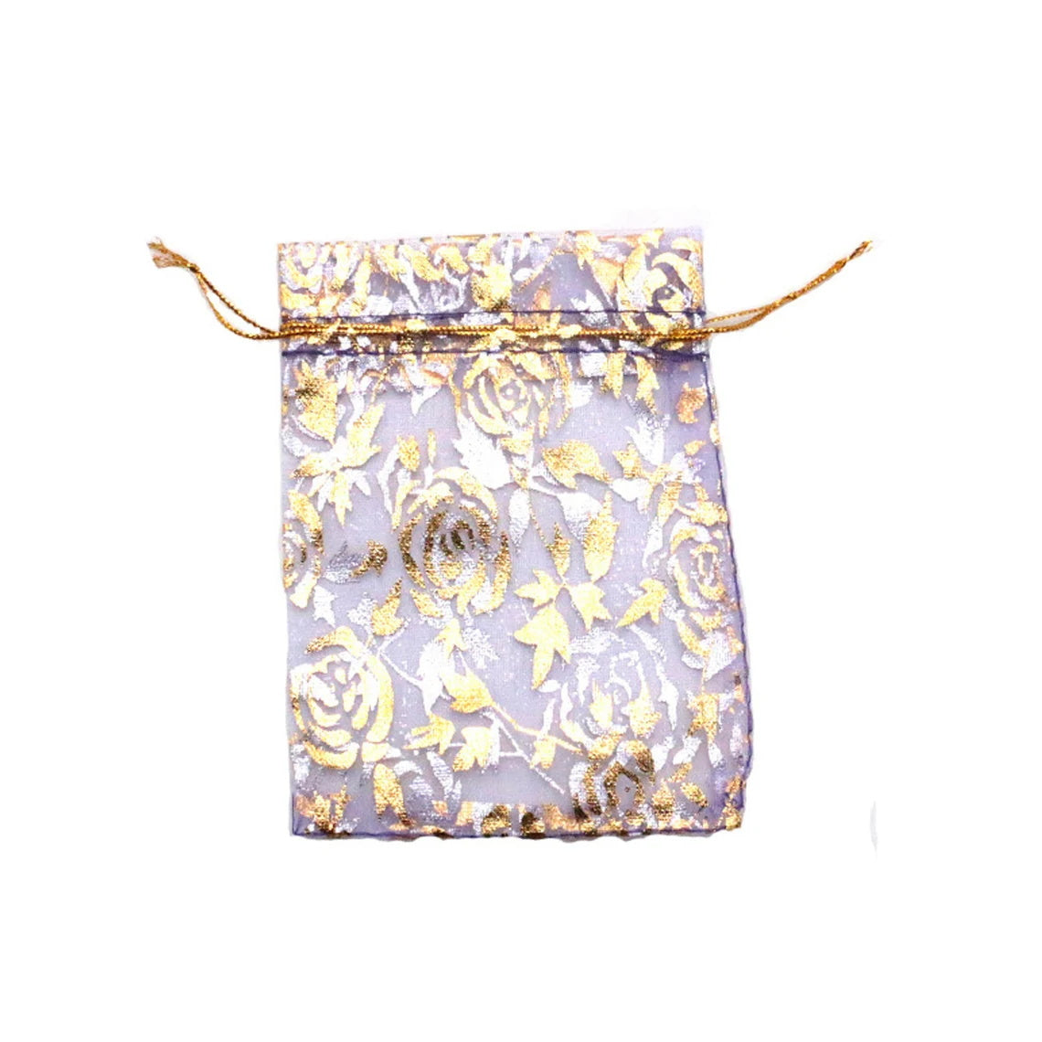 100 pcs Gold Rose Organza Bags, Wedding Favor Bag with Drawstring, Jewelry Pouch Party Gift Bag Candy Bag