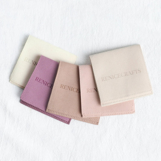 50 PCS Personalized Logo Jewelry Bag, Multi-color Microfiber Necklace Bracelet Packaging Bags, Custom LOGO Debossing Printing Pouch Bag