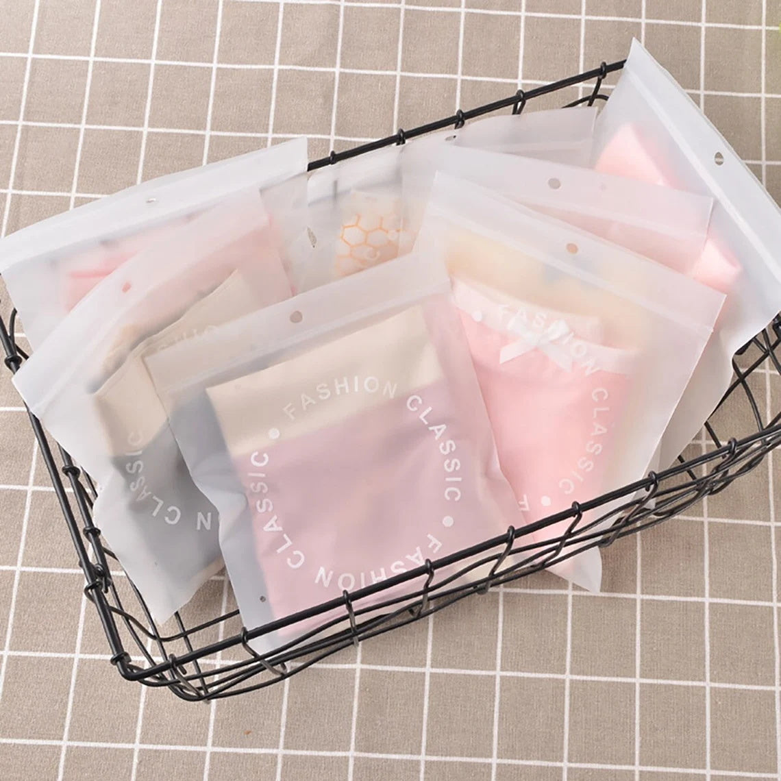 Custom Frost Sealable Bags, Garment Bags, Shopping Bags 5.5x6 Inch, perfect packing bags for your clothes, underwears, socks, and other small items.