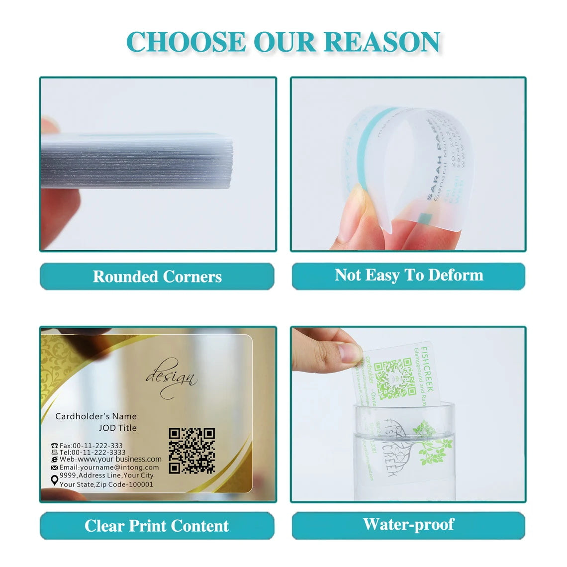 50-500pcs Personalized 2.0"x3.5" Transparent Business Cards, Custom Frosted Plastic Business Card with your Design,High quality,Clear Glossy Plastic