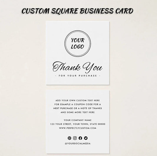 100-200pcs Personalized Printed Square Business Card, Custom Business Cards with your Logo/Text, Double Sided, Realtor Cards, Fast Shipping, Free Proof