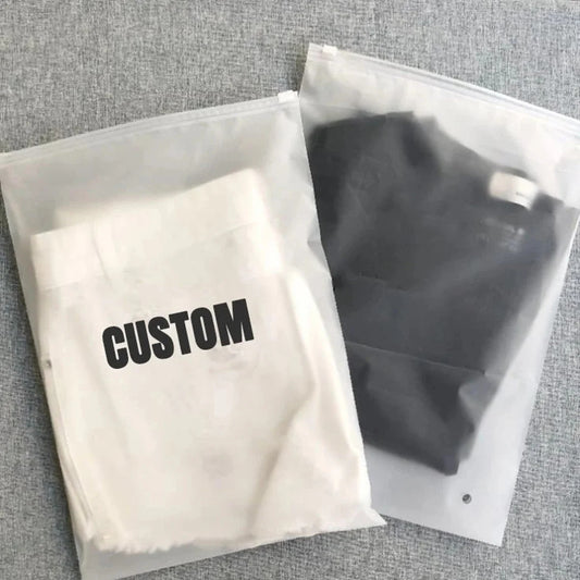 50-500pcs Personalized Matte Frosted Zipper Bags with your logo/text, Custom Plastic Zipper Bags for Clothing/Underwear, High Quality Zipper Bags