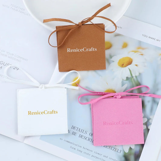 50 PCS Personalized Logo Jewelry Bag, Custom Microfiber Envelope Pouch with Rope, Multi-color Jewellery Packaging Bags for Necklace Gift