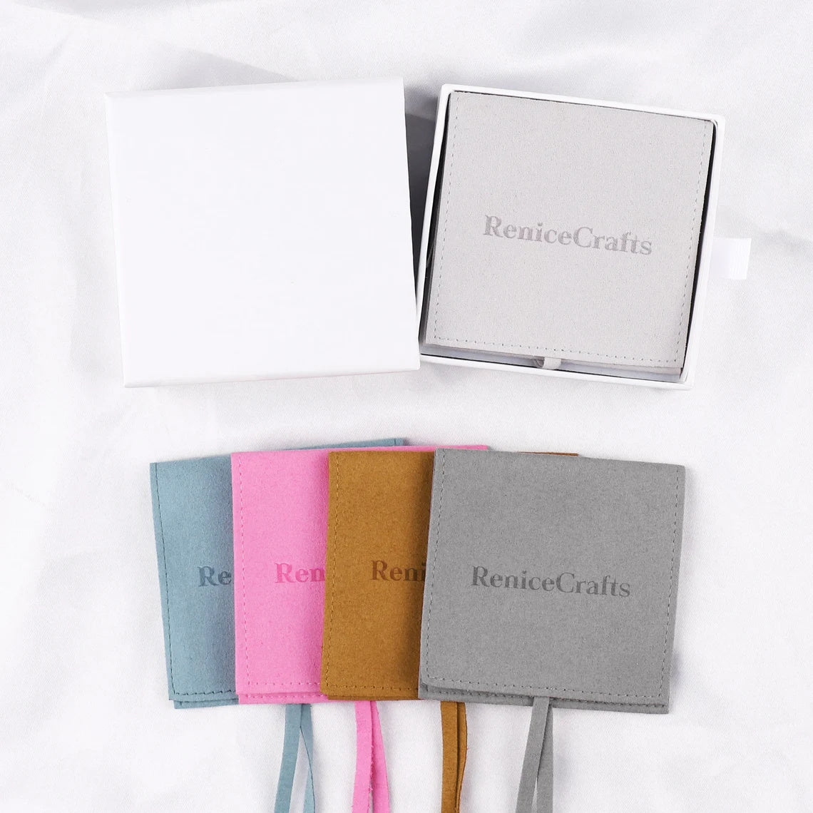 50 PCS Personalized Logo Jewelry Bag, Custom Microfiber Envelope Pouch with Rope, Multi-color Jewellery Packaging Bags for Necklace Gift
