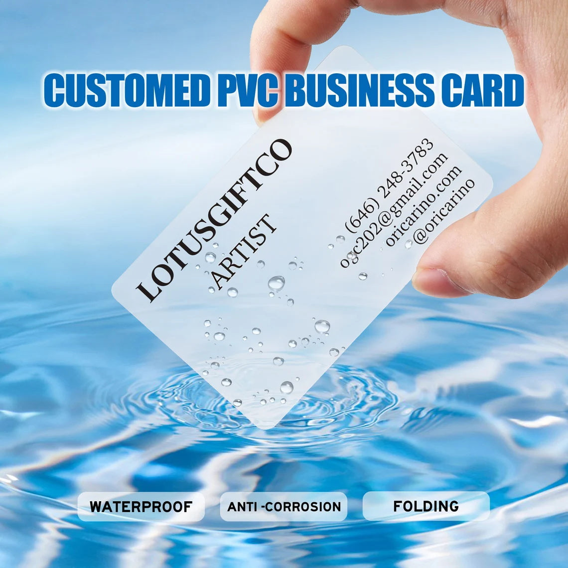 50-500pcs Personalized 2.0"x3.5" Transparent Business Cards, Custom Frosted Plastic Business Card with your Design,High quality,Clear Glossy Plastic