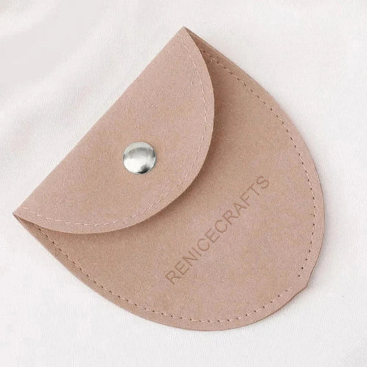 50 PCS Personalized Jewelry Packaging Pouch Bag with Silver Button Microfiber Jewellery Travel Bags, Custom Logo Beautiful Gift Package Bag