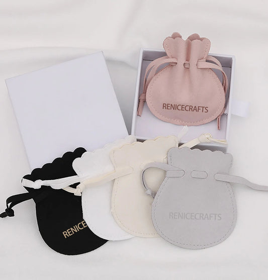 50 PCS Custom Logo Drawstring Pouch, Personalized Beautiful Microfiber Jewelry Packaging Bags, Multi-color Necklace Bag for Friendship Gift