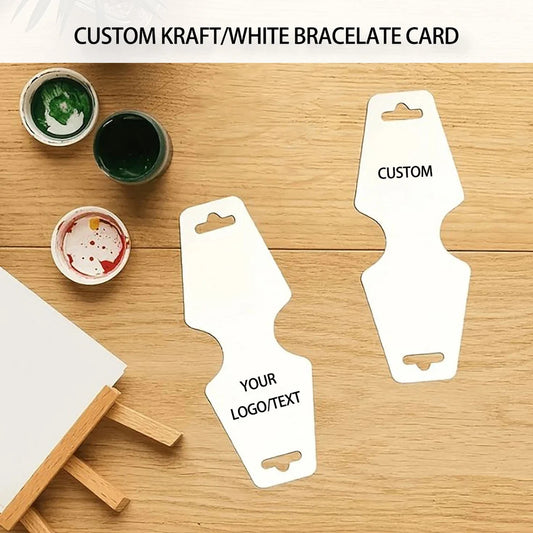 50-300pcs Personalized Fold Over Necklace Tags, Custom Jewelry Display Cards with your design, Favor Product Hanging Cards for Bracelets/Scrunchies