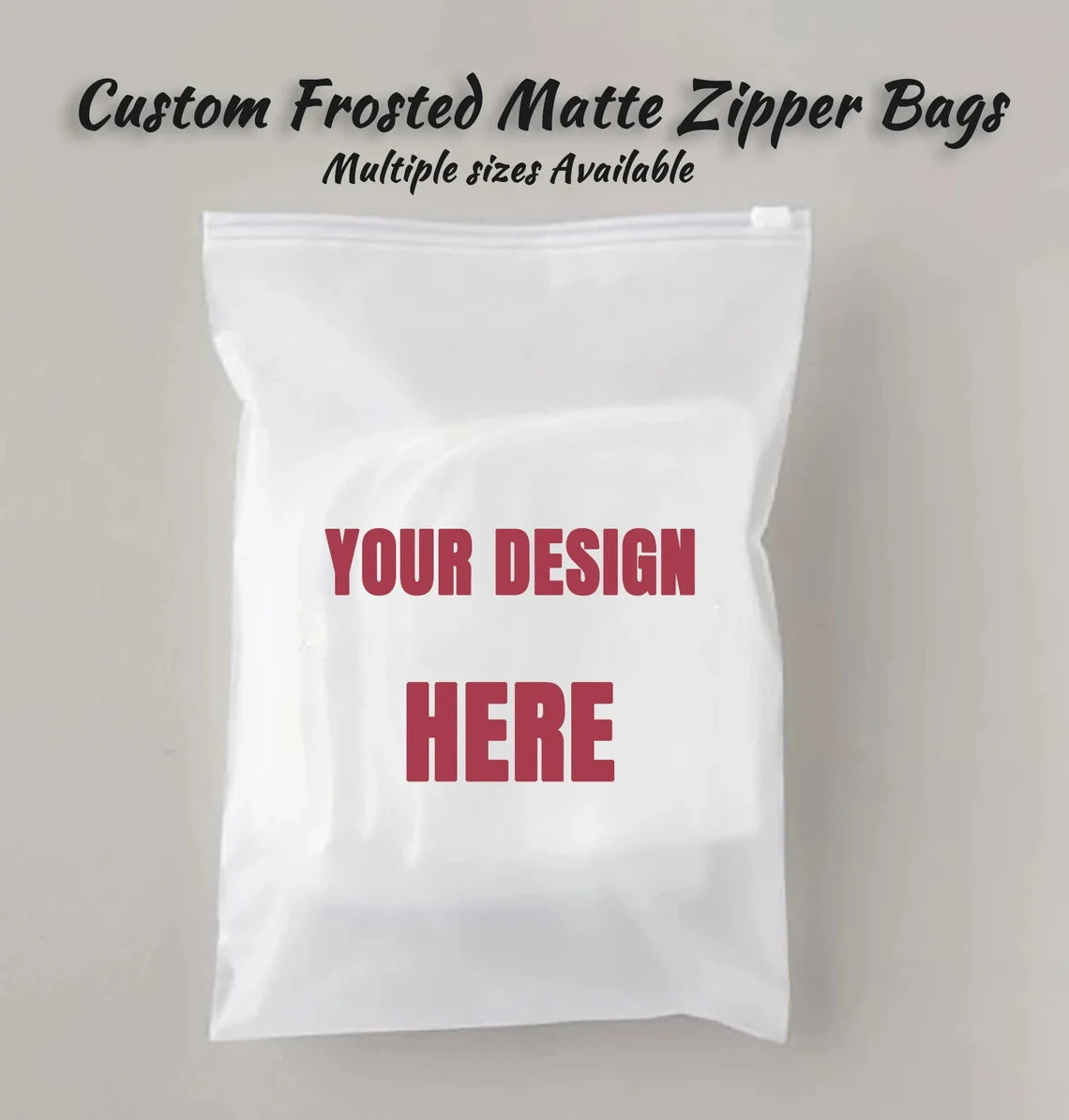 50-500pcs Personalized Matte Frosted Zipper Bags with your logo/text, Custom Plastic Zipper Bags for Clothing/Underwear, High Quality Zipper Bags