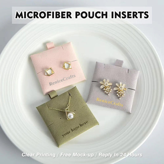 50 PCS Personalized Jewelry Bag Inserts, Custom Microfiber Necklace Clip for Pouch Bag, Multi-color Jewelry Display for Earrings Bracelet