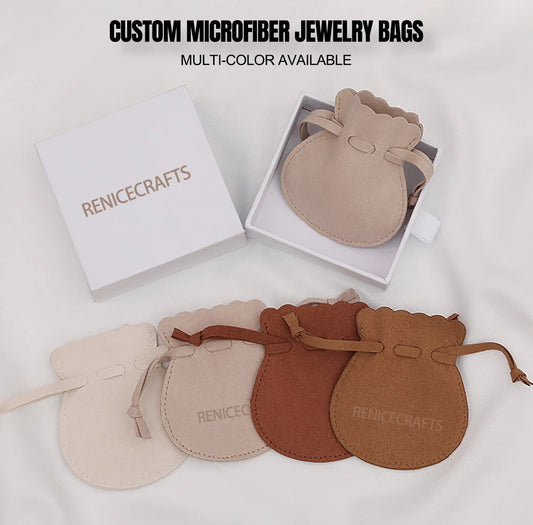 50 PCS Personalized Jewelry Pouch Bags, Multi-color Cute Lucky Bags, Custom Microfiber Jewerly Packaging Pouch for Gift/Business/Wedding