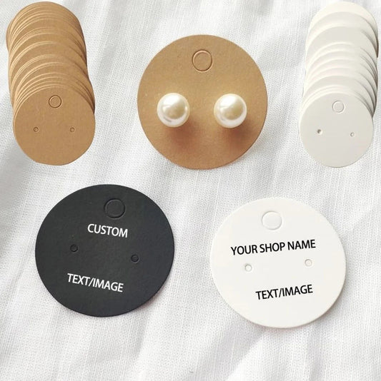 Personalized 2.3" Round Earring Cards with your Text/Logo, Jewelry Display Cards, Price Tags, Favor Tags For Business, Necklace Hang Tags