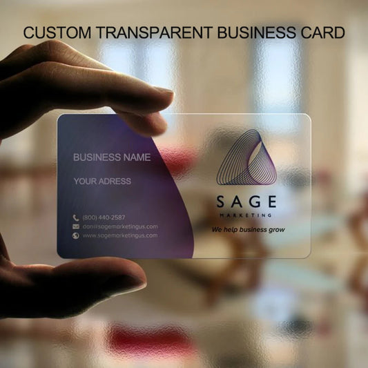 50-200pcs Personalized Transparent Business Card, Clear Acrylic Plastic Business Cards With your Design, QR Code Business Card with Rounded Corners