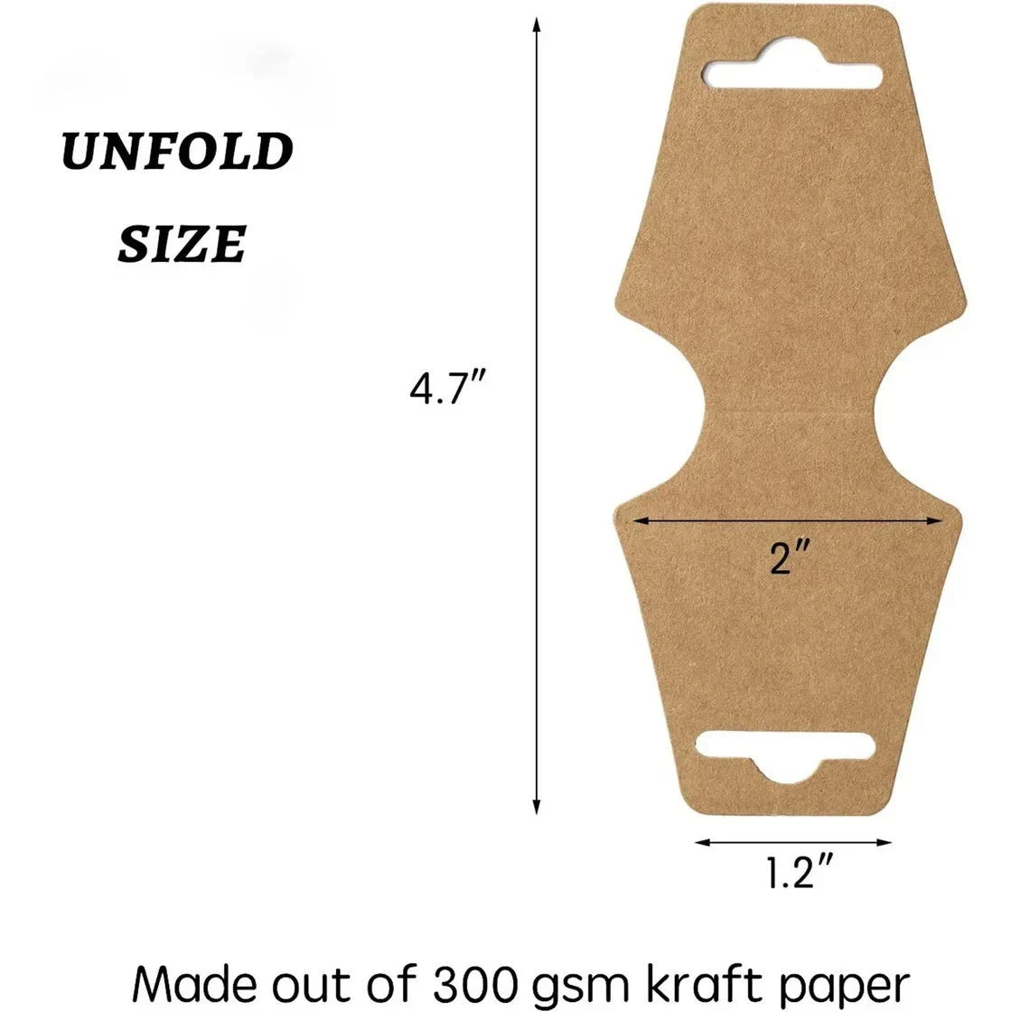 50-200pcs Personalized Kraft/White Jewelry Display Cards with your design (Thickness 300 GSM) Custom Fold Over Card for Bracelets/Headbands/Scrunchies