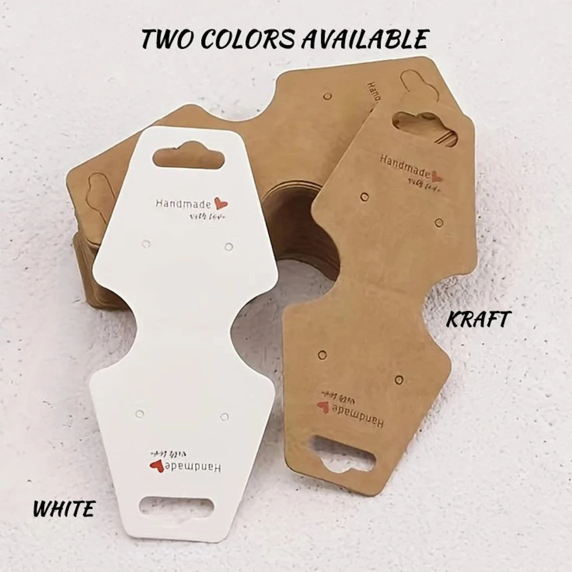 50-200pcs Personalized Kraft/White Jewelry Display Cards with your design (Thickness 300 GSM) Custom Fold Over Card for Bracelets/Headbands/Scrunchies