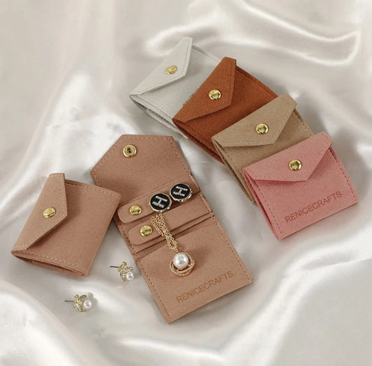 Personalized 50pcs Mini Microfiber Travel Jewelry Roll, Custom Jewelry Organizer Pouch with your logo/text, 14×6cm,Multi-color Necklace Bag