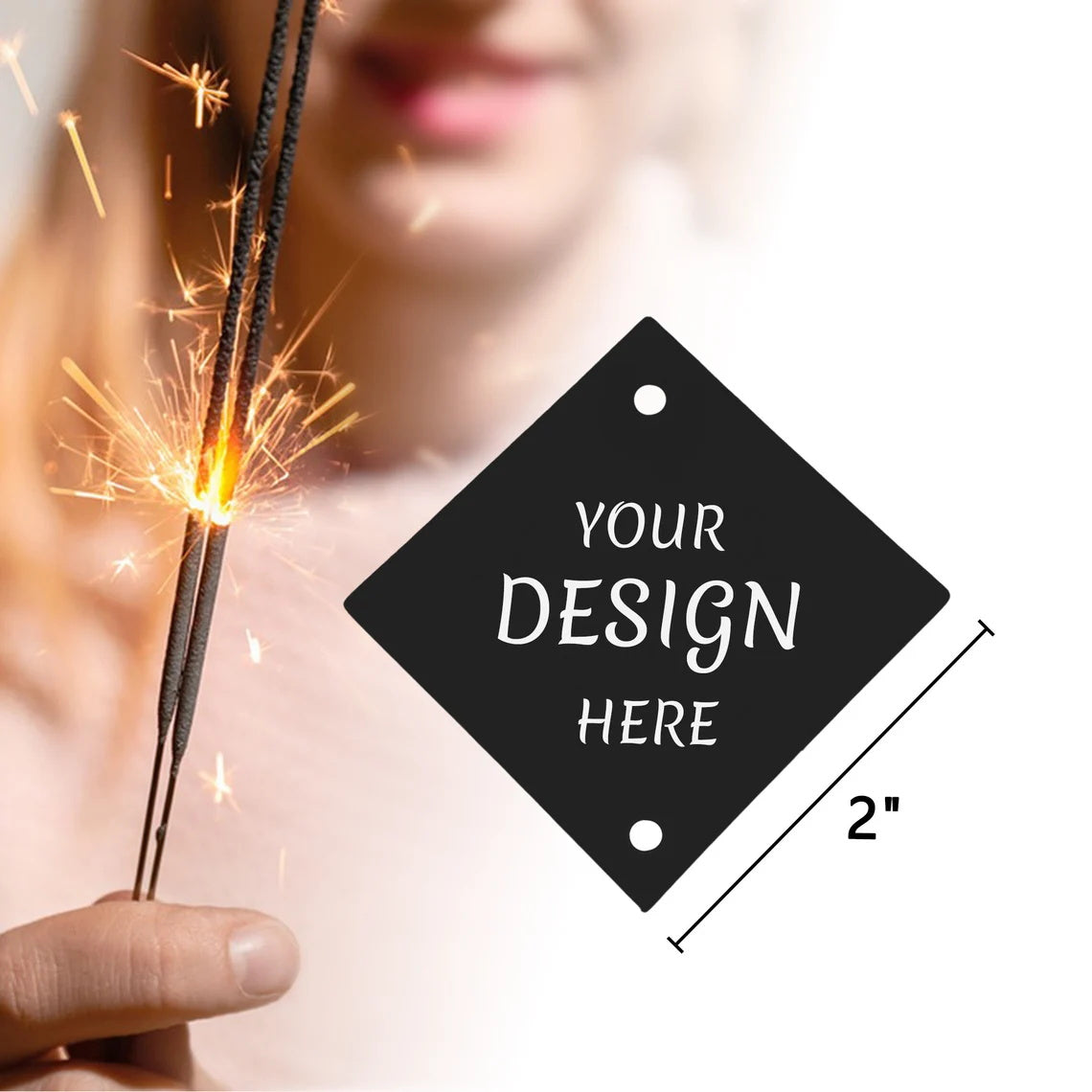 50-200pcs Personalized 2" Square Sparkler Tags, Custom Wedding Sparkler Cards with your design, Favor Decor for Wedding/Party/Gift, Sparkler Sleeves
