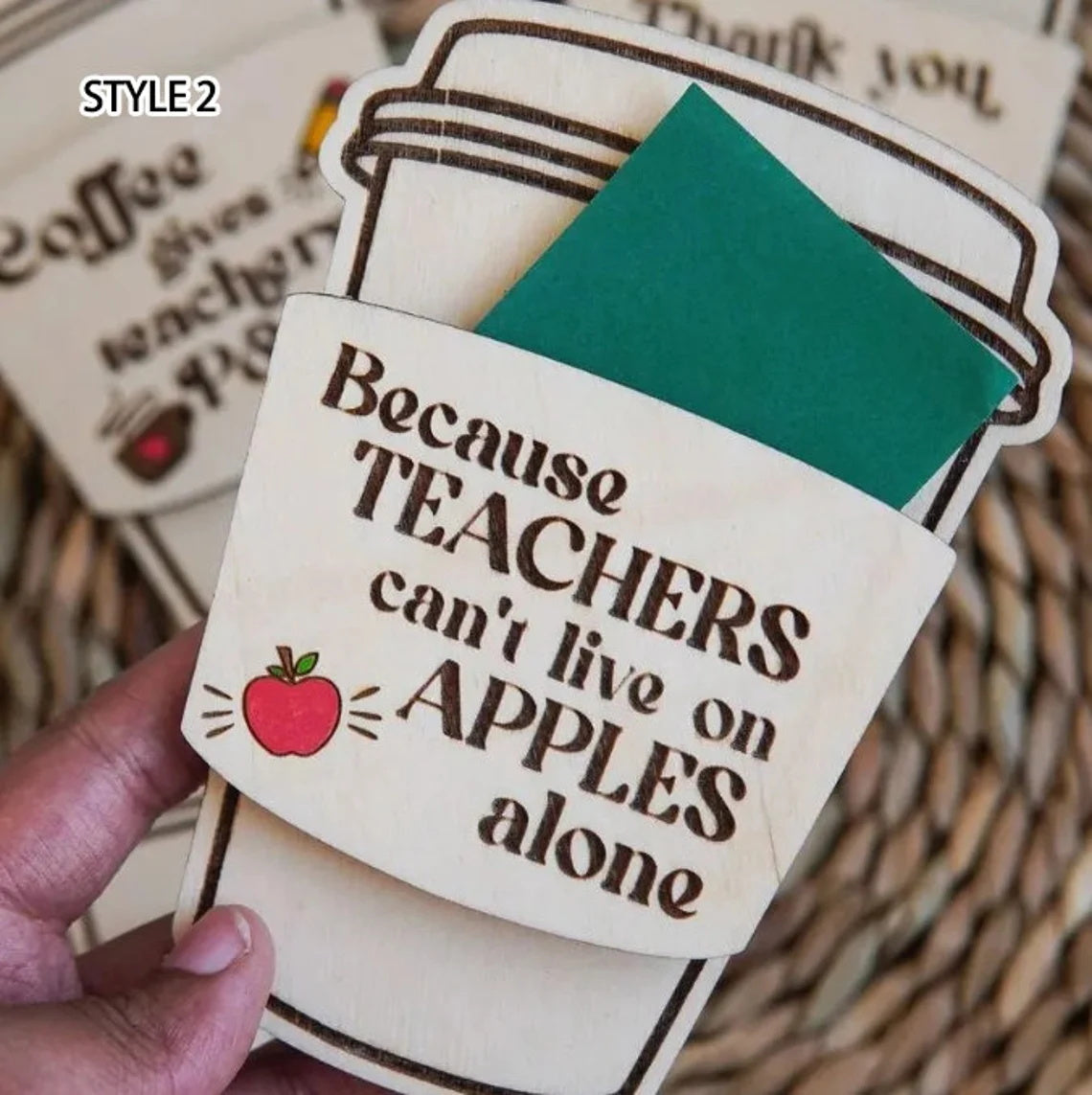 1 PCS Personalized Teacher Gift Card Wooden Holder, Custom appreciation Gift for Teachers, Teacher Appreciation Week Gift, Coffee Gift Card Holder