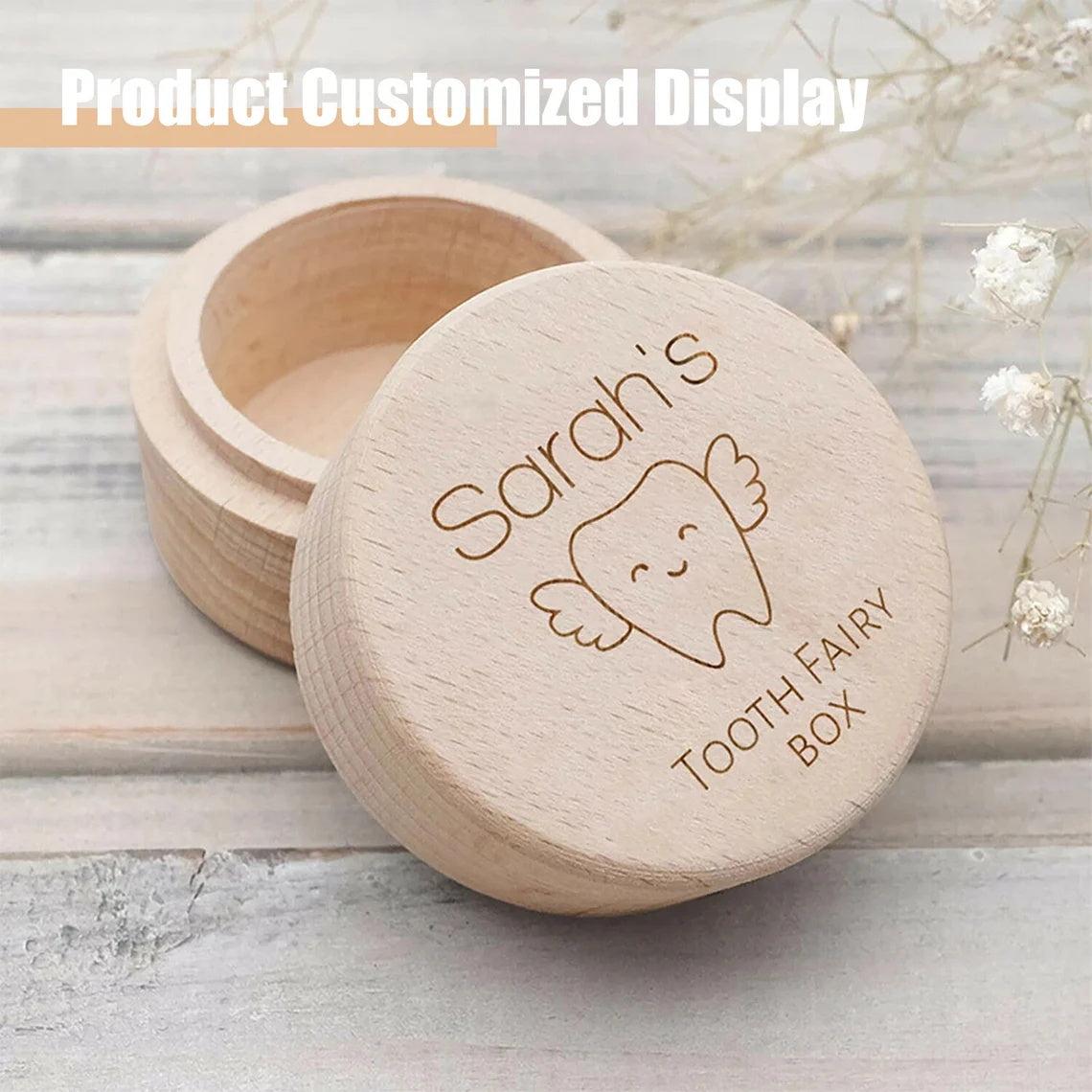 1 pcs Custom Wooden Baby Gift Tooth Fairy Box, Personalized First Birthday Gift, Engraved Keepsake Tooth Box for Baby, Tooth Holder, Keepsake Box