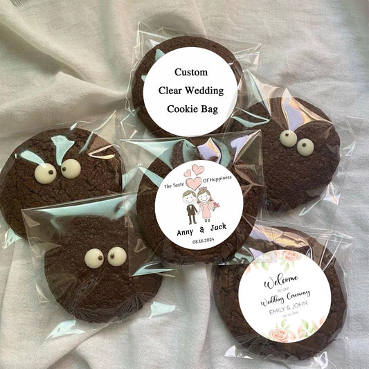 Custom Wedding Cookie Favor Bags and Stickers, Wedding Favor Stickers, Frosted Bags, Wedding/Party Reception Favors, DIY Wedding Favor