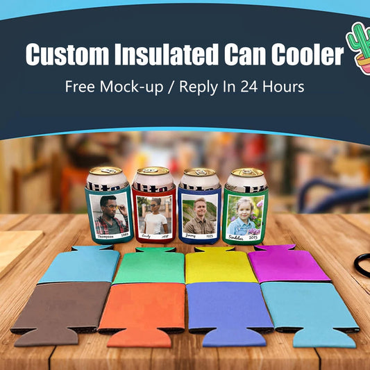 5pcs Personalized Insulated Can Cooler, Anniversary present, Gift Favors for Party/Birthday/Wedding, Custom Picture Can Cooler,Drink Sleeves